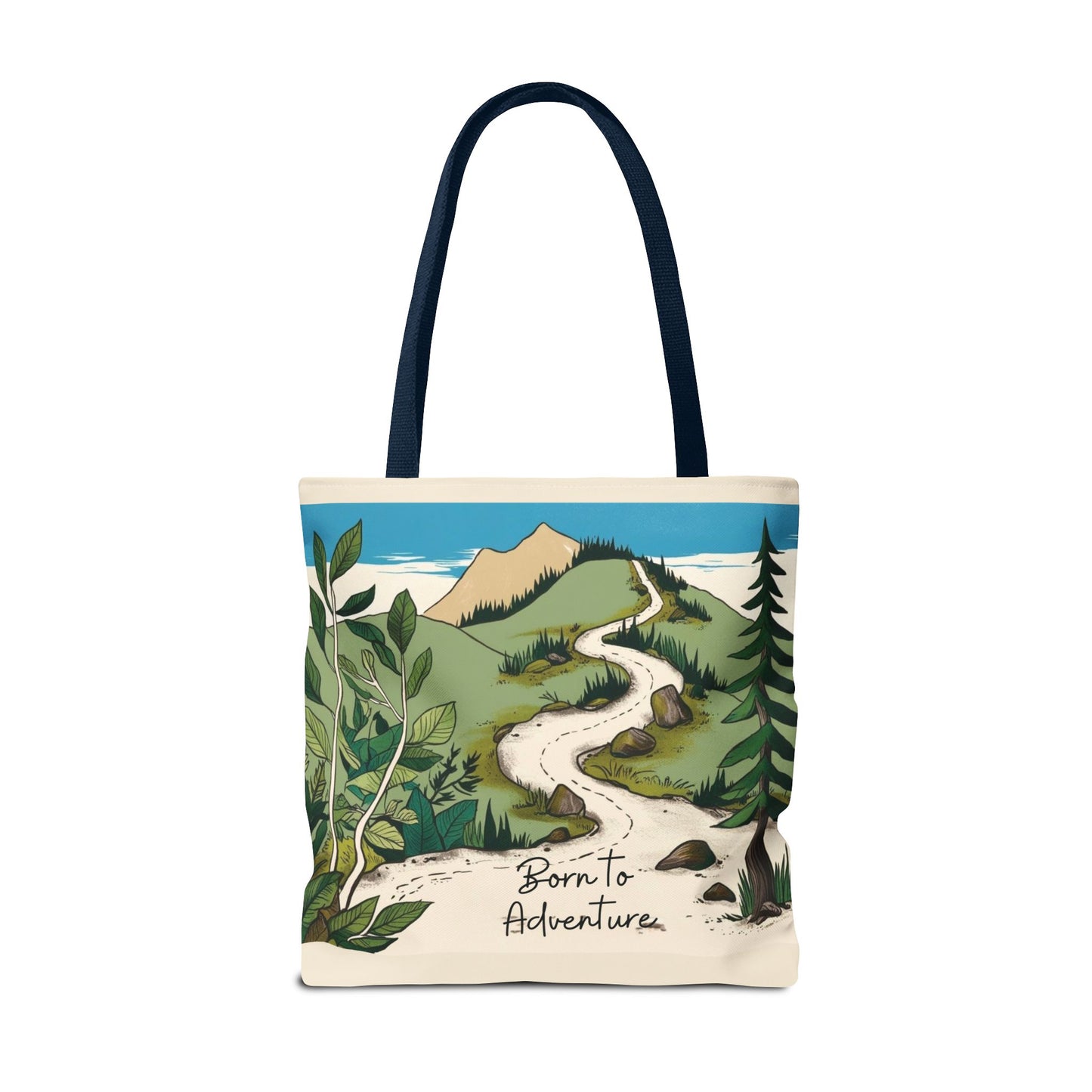Born to Adventure Scenic Hiking Tote Bag for Nature Lovers |Scenic Mountain trail reusable grocery bag |Hikers farmers market tote