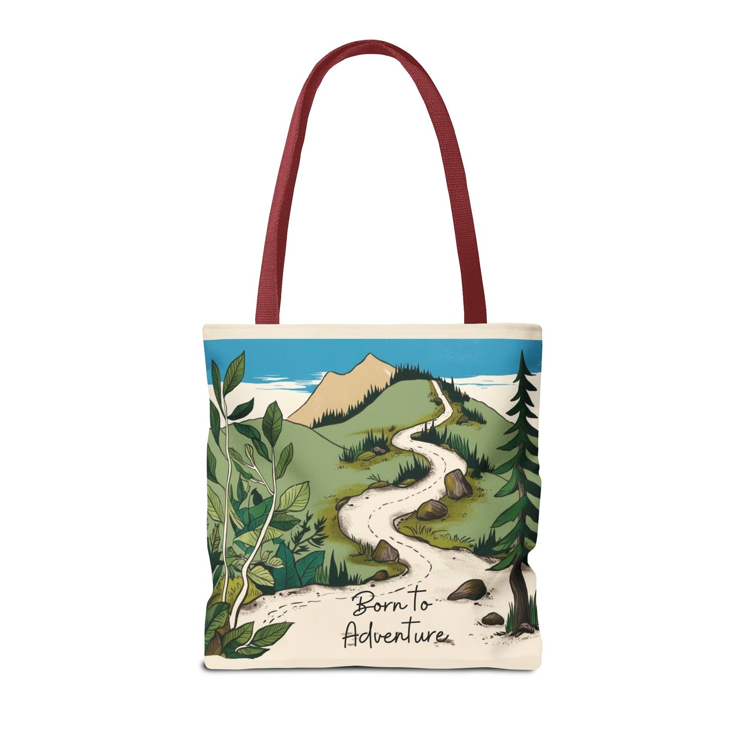 Born to Adventure Scenic Hiking Tote Bag for Nature Lovers |Scenic Mountain trail reusable grocery bag |Hikers farmers market tote