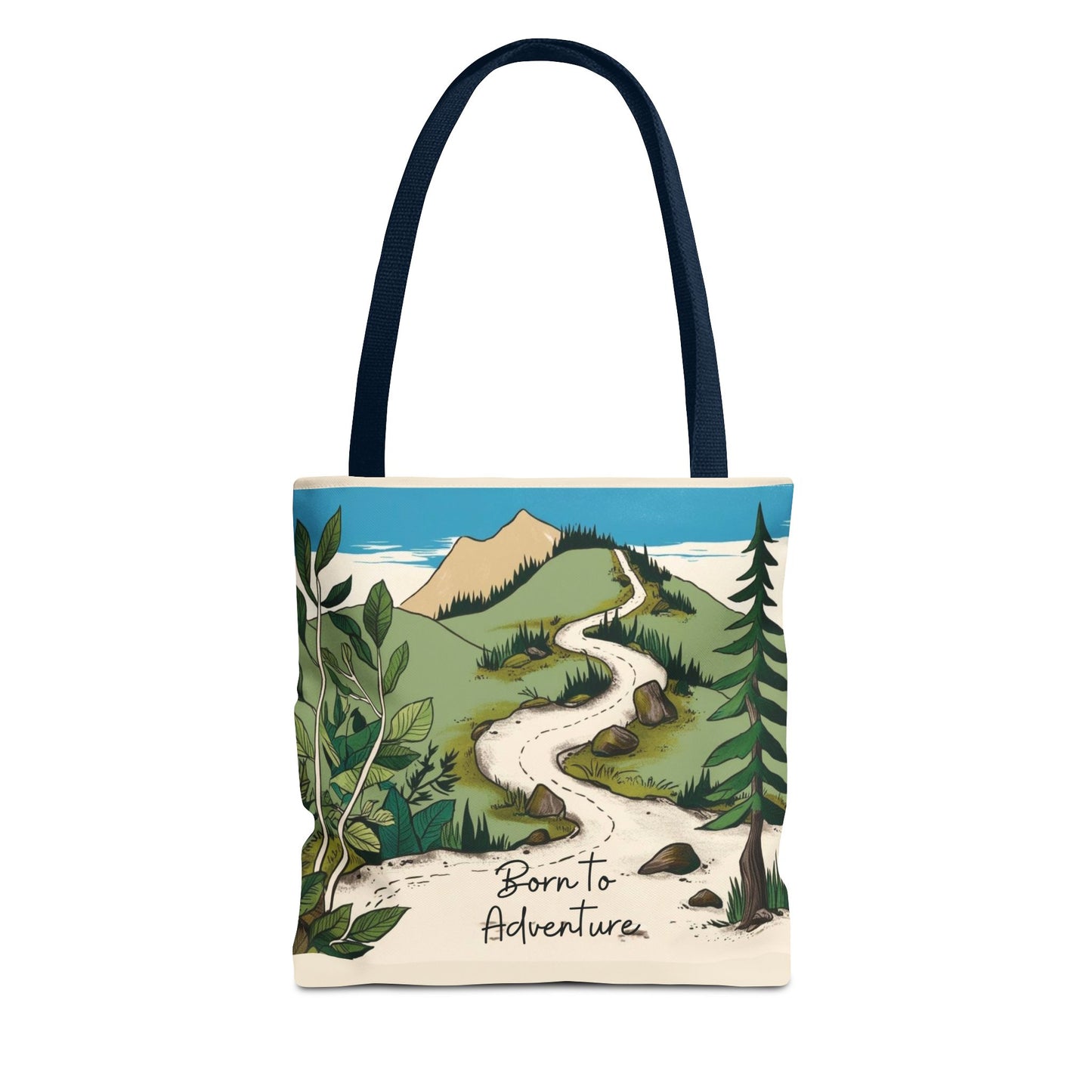 Born to Adventure Scenic Hiking Tote Bag for Nature Lovers |Scenic Mountain trail reusable grocery bag |Hikers farmers market tote