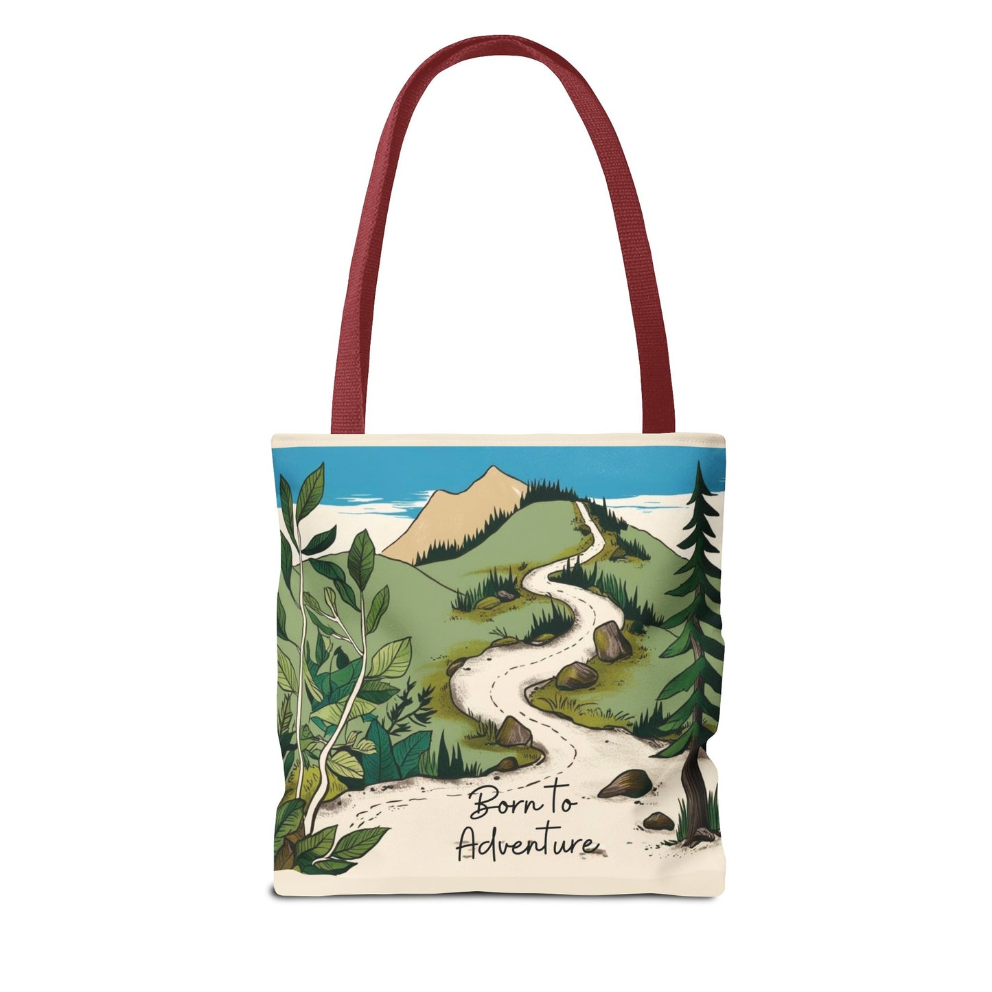 Born to Adventure Scenic Hiking Tote Bag for Nature Lovers |Scenic Mountain trail reusable grocery bag |Hikers farmers market tote