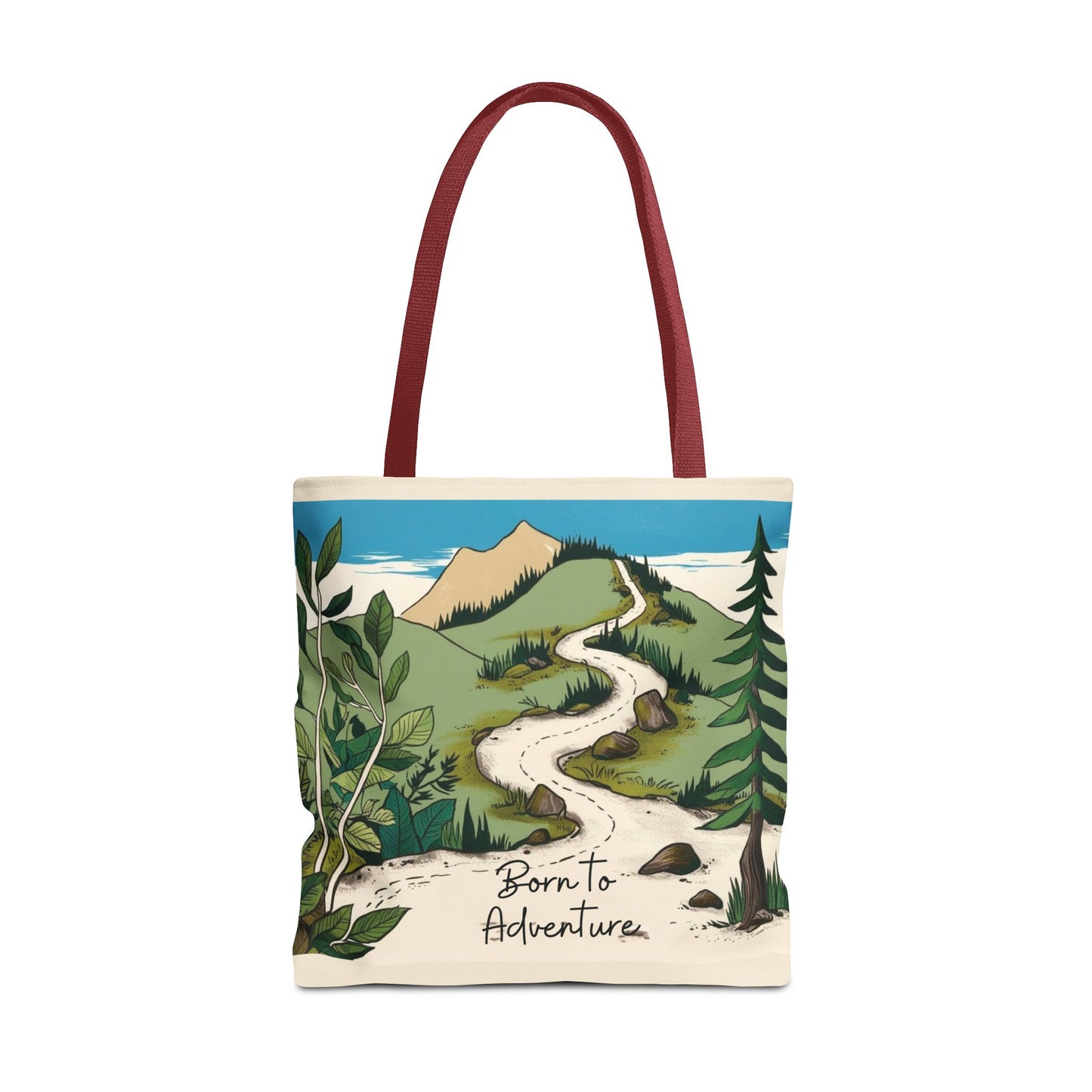 Born to Adventure Scenic Hiking Tote Bag for Nature Lovers |Scenic Mountain trail reusable grocery bag |Hikers farmers market tote