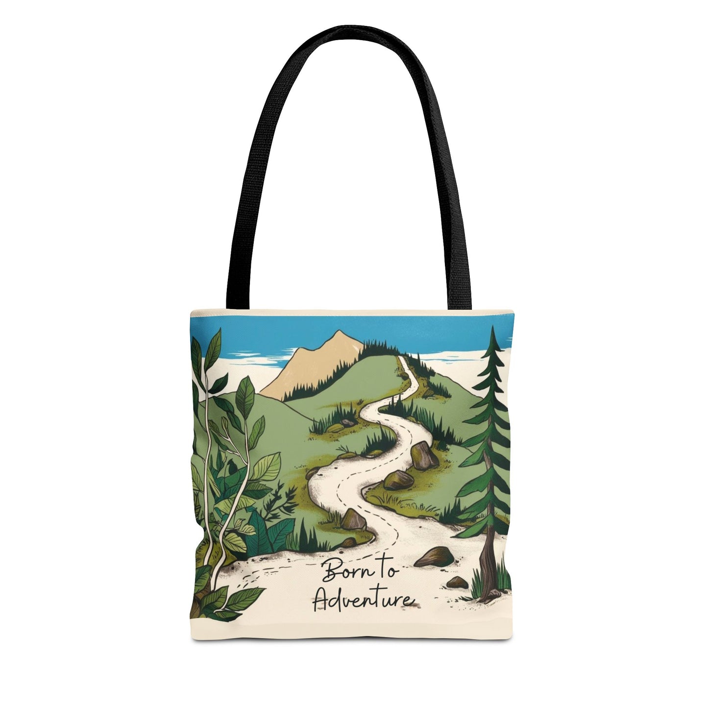 Born to Adventure Scenic Hiking Tote Bag for Nature Lovers |Scenic Mountain trail reusable grocery bag |Hikers farmers market tote
