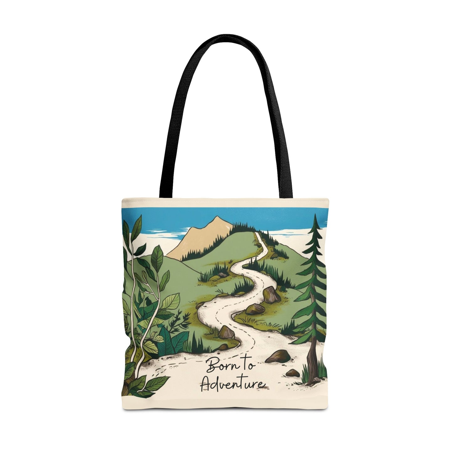 Born to Adventure Scenic Hiking Tote Bag for Nature Lovers |Scenic Mountain trail reusable grocery bag |Hikers farmers market tote