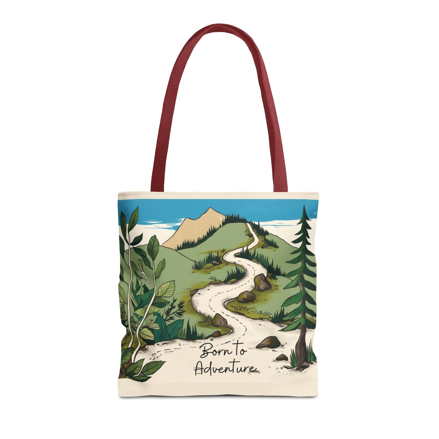 Born to Adventure Scenic Hiking Tote Bag for Nature Lovers |Scenic Mountain trail reusable grocery bag |Hikers farmers market tote