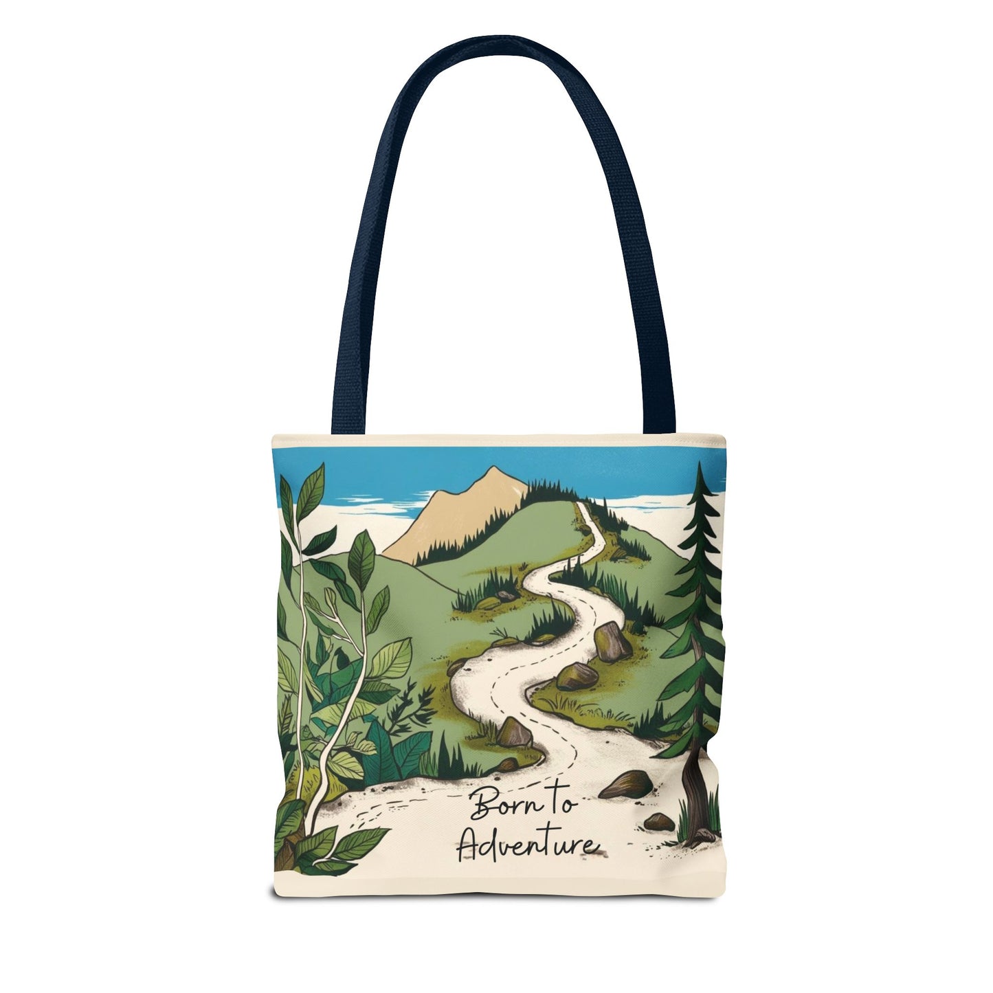 Born to Adventure Scenic Hiking Tote Bag for Nature Lovers |Scenic Mountain trail reusable grocery bag |Hikers farmers market tote