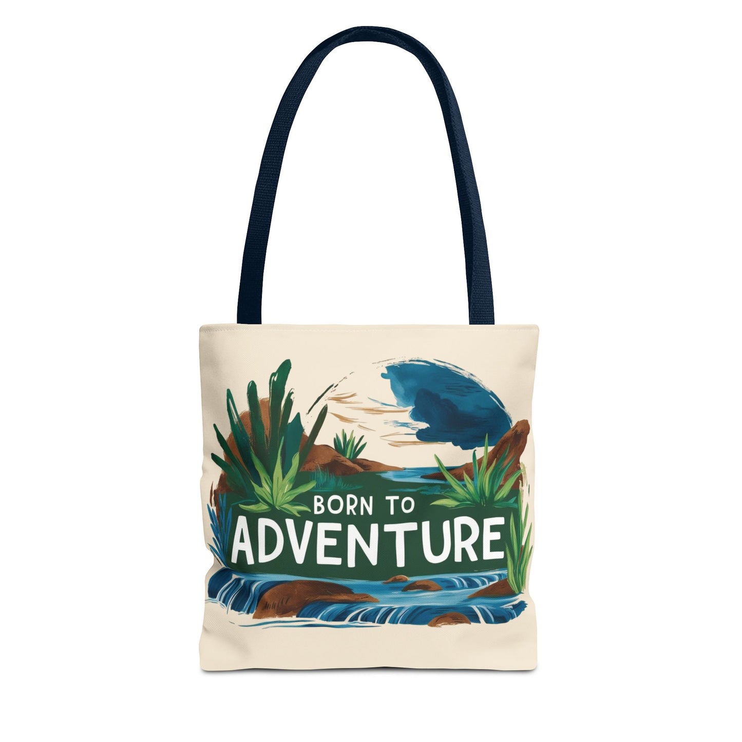 Nature Adventure Tote Bag - River and greenery design |Born to Adventure |Travel bag |Eco-Friendly grocery bag |Outdoor enthusiast gift