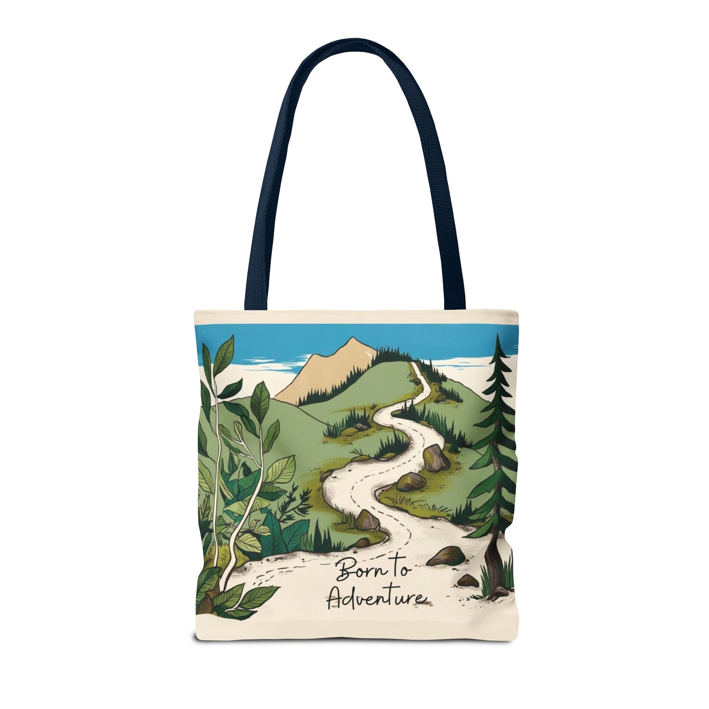 Born to Adventure Scenic Hiking Tote Bag for Nature Lovers |Scenic Mountain trail reusable grocery bag |Hikers farmers market tote