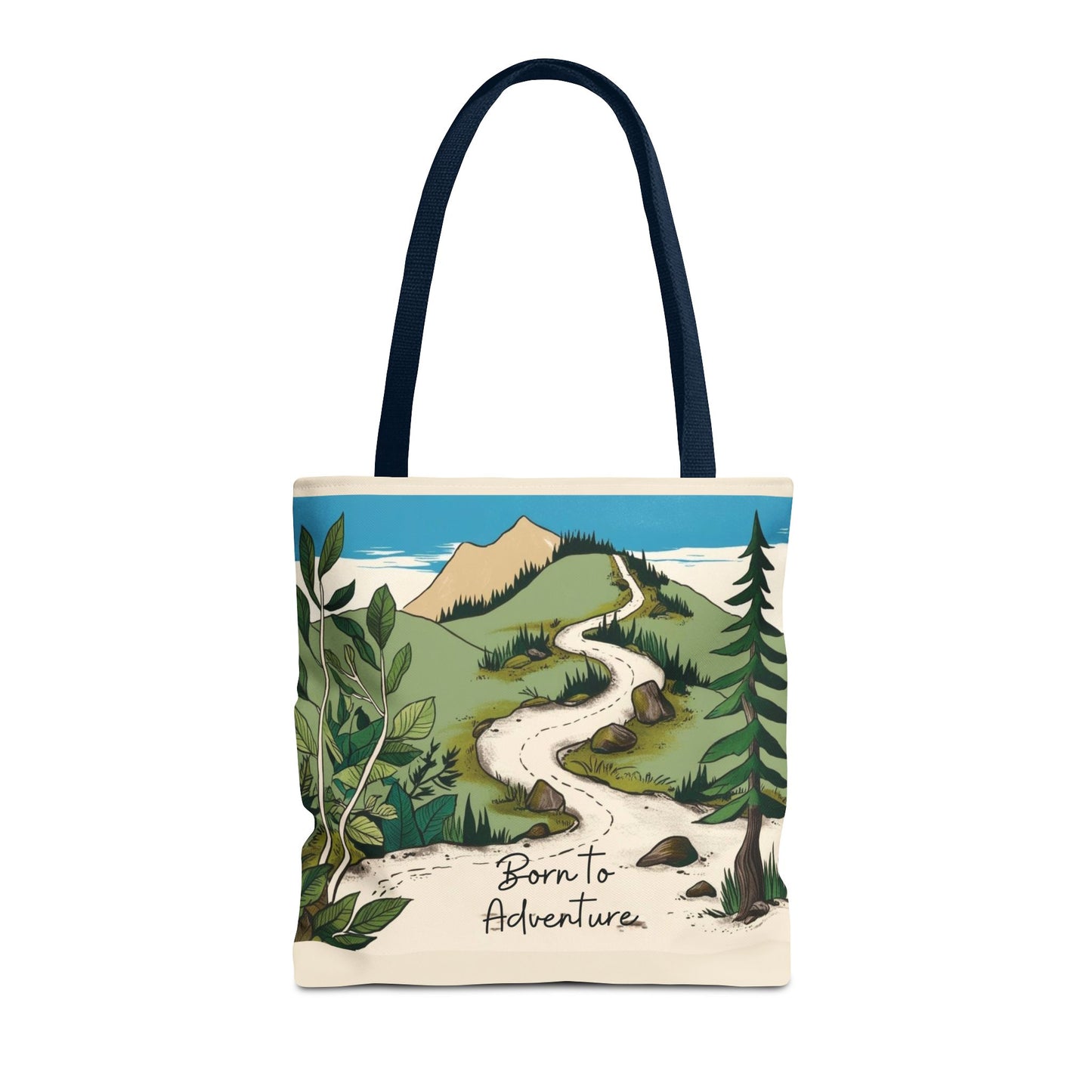 Born to Adventure Scenic Hiking Tote Bag for Nature Lovers |Scenic Mountain trail reusable grocery bag |Hikers farmers market tote