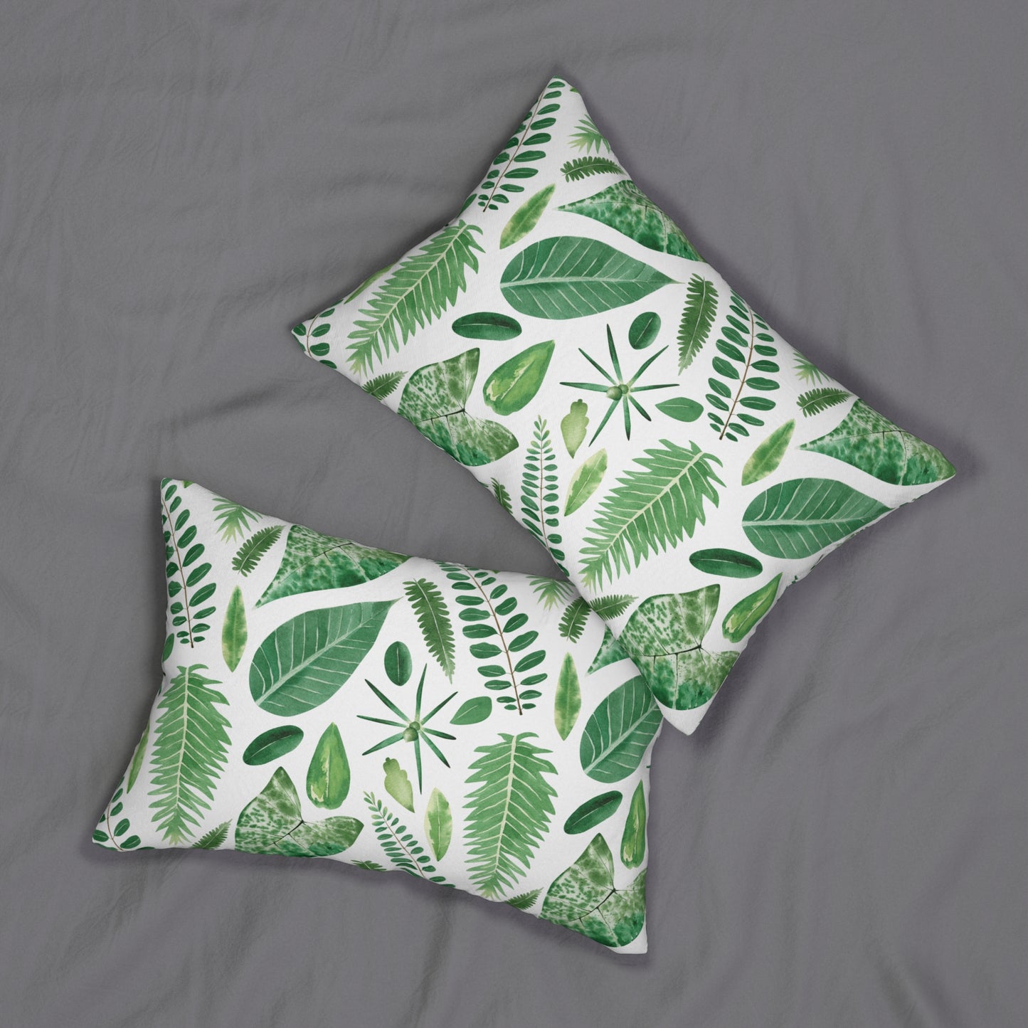 Green Leaf Lumbar Pillow Botanical decor |Nature inspired accent pillow |Plant themed home decor |Plant lovers gift |Leaf decorative cushion