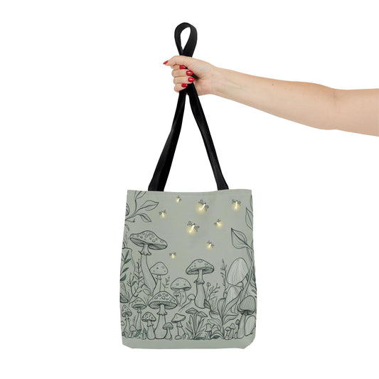Cotteagecore Mushroom Tote Bag |Mushroom lover gift |Boho Chic shopping bag |Firefly woodland canvas bag |Nature reusable grocery bag