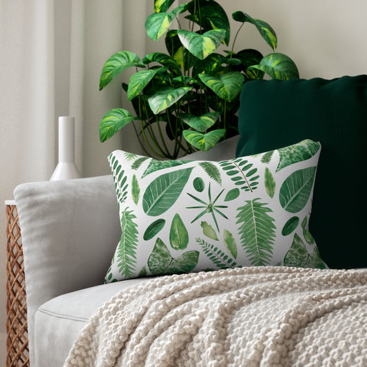 Green Leaf Lumbar Pillow Botanical decor |Nature inspired accent pillow |Plant themed home decor |Plant lovers gift |Leaf decorative cushion