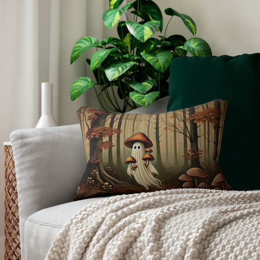 Fall Forest Mushroom Ghost Lumbar Pillow Nature Decor |Ghost Home Accent |Nature Lover Gift |Cottagecore Pillow |Woodland Theme Cushion