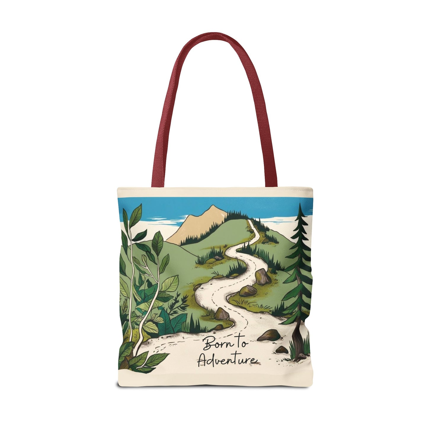 Born to Adventure Scenic Hiking Tote Bag for Nature Lovers |Scenic Mountain trail reusable grocery bag |Hikers farmers market tote