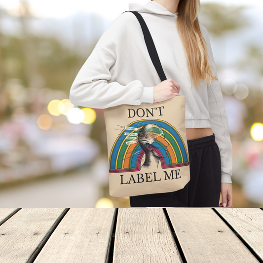 Retro rainbow tote bag |Vintage Don't Label Me tote |Grocery tote bag |Positive Affirmation reusable bag |Anxiety bag |Be Yourself tote