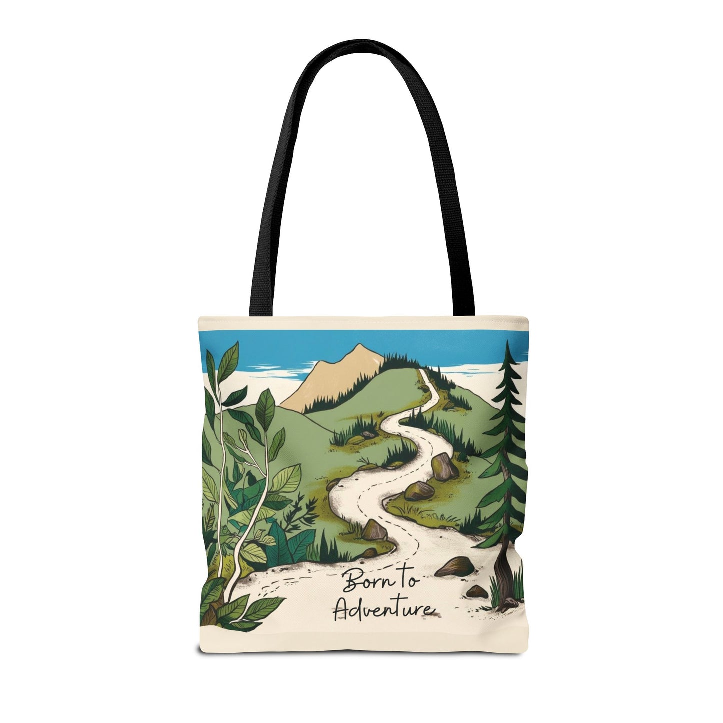 Born to Adventure Scenic Hiking Tote Bag for Nature Lovers |Scenic Mountain trail reusable grocery bag |Hikers farmers market tote