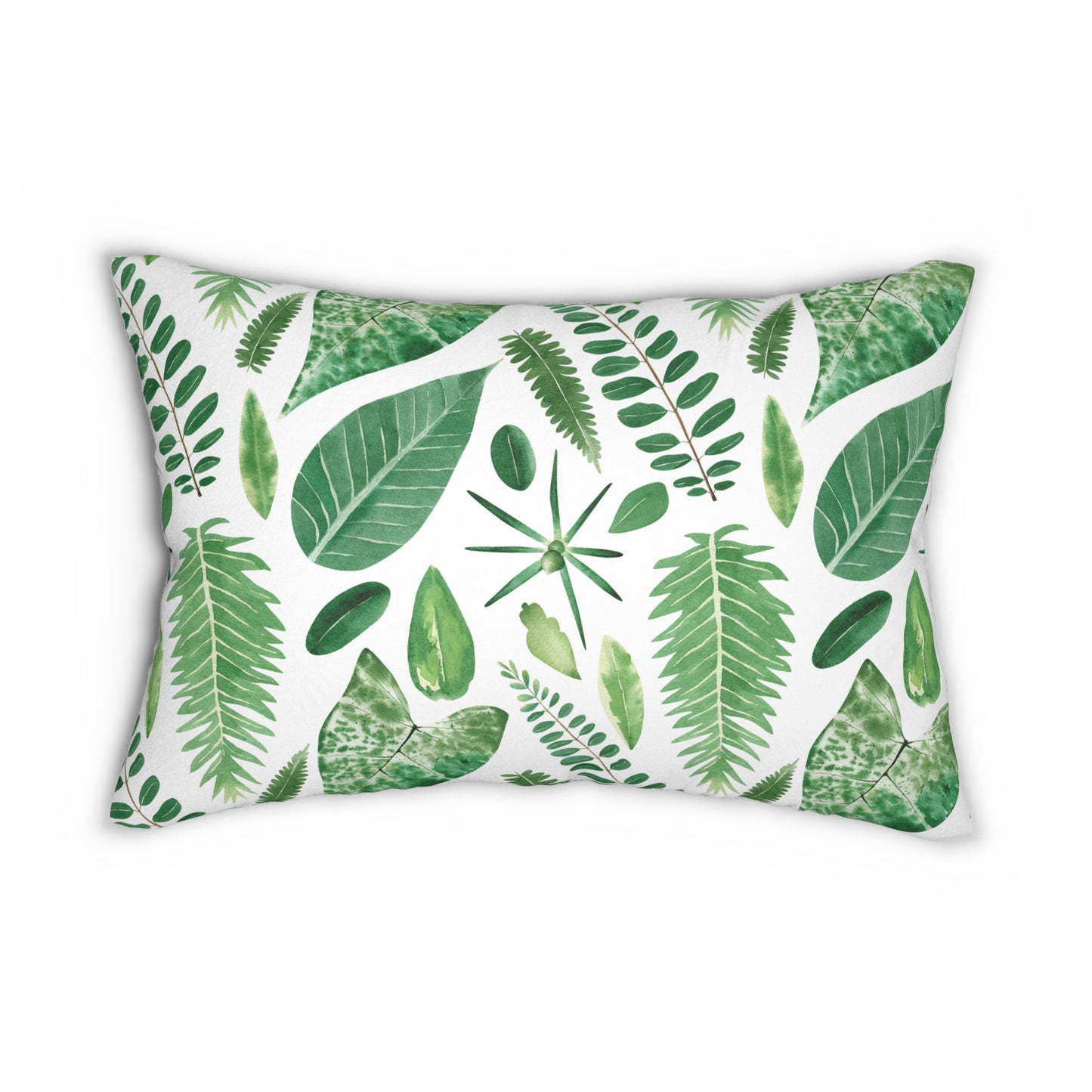 Green Leaf Lumbar Pillow Botanical decor |Nature inspired accent pillow |Plant themed home decor |Plant lovers gift |Leaf decorative cushion
