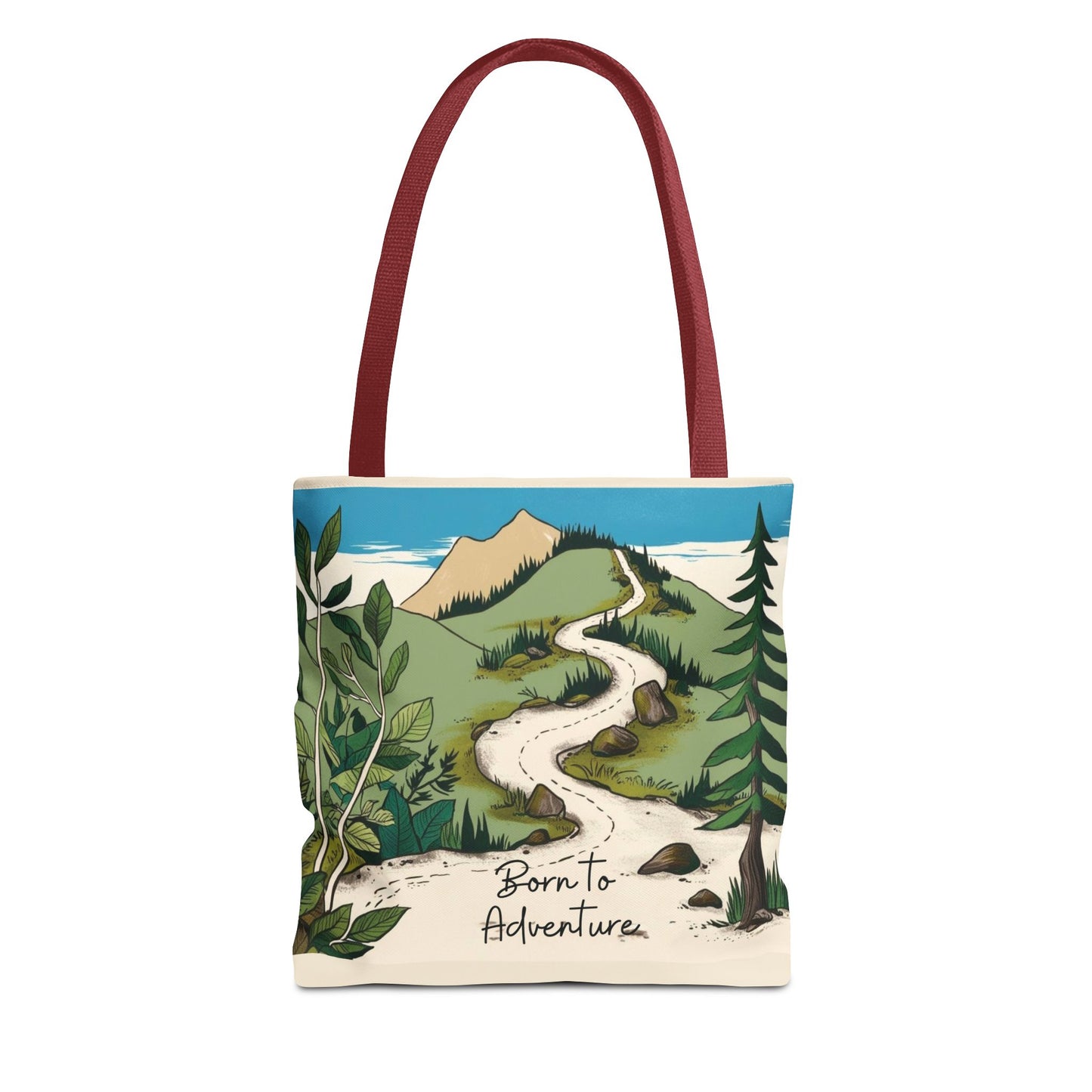 Born to Adventure Scenic Hiking Tote Bag for Nature Lovers |Scenic Mountain trail reusable grocery bag |Hikers farmers market tote