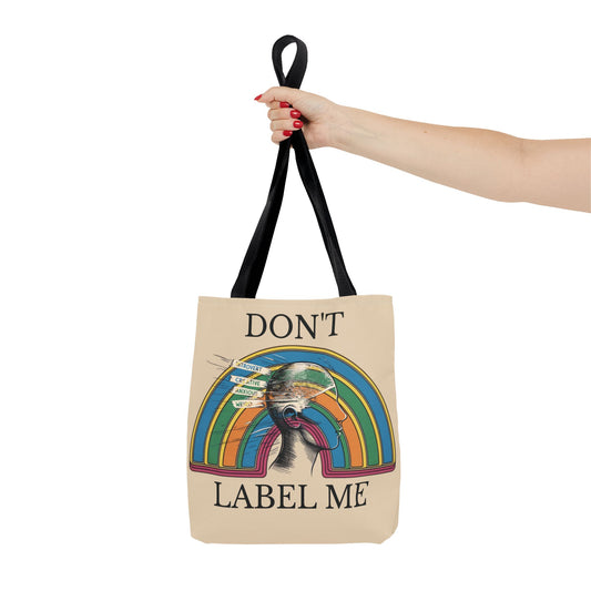 Retro rainbow tote bag |Vintage Don't Label Me tote |Grocery tote bag |Positive Affirmation reusable bag |Anxiety bag |Be Yourself tote