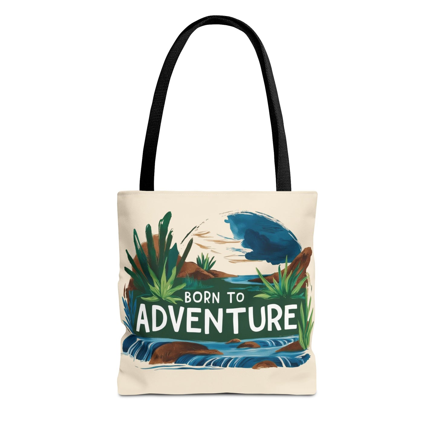 Nature Adventure Tote Bag - River and greenery design |Born to Adventure |Travel bag |Eco-Friendly grocery bag |Outdoor enthusiast gift